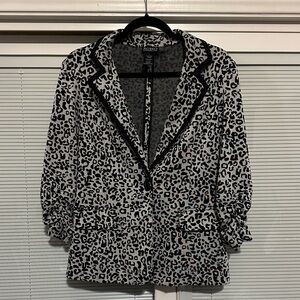 Soho Apparel Black and White Leopard Print Blazer
